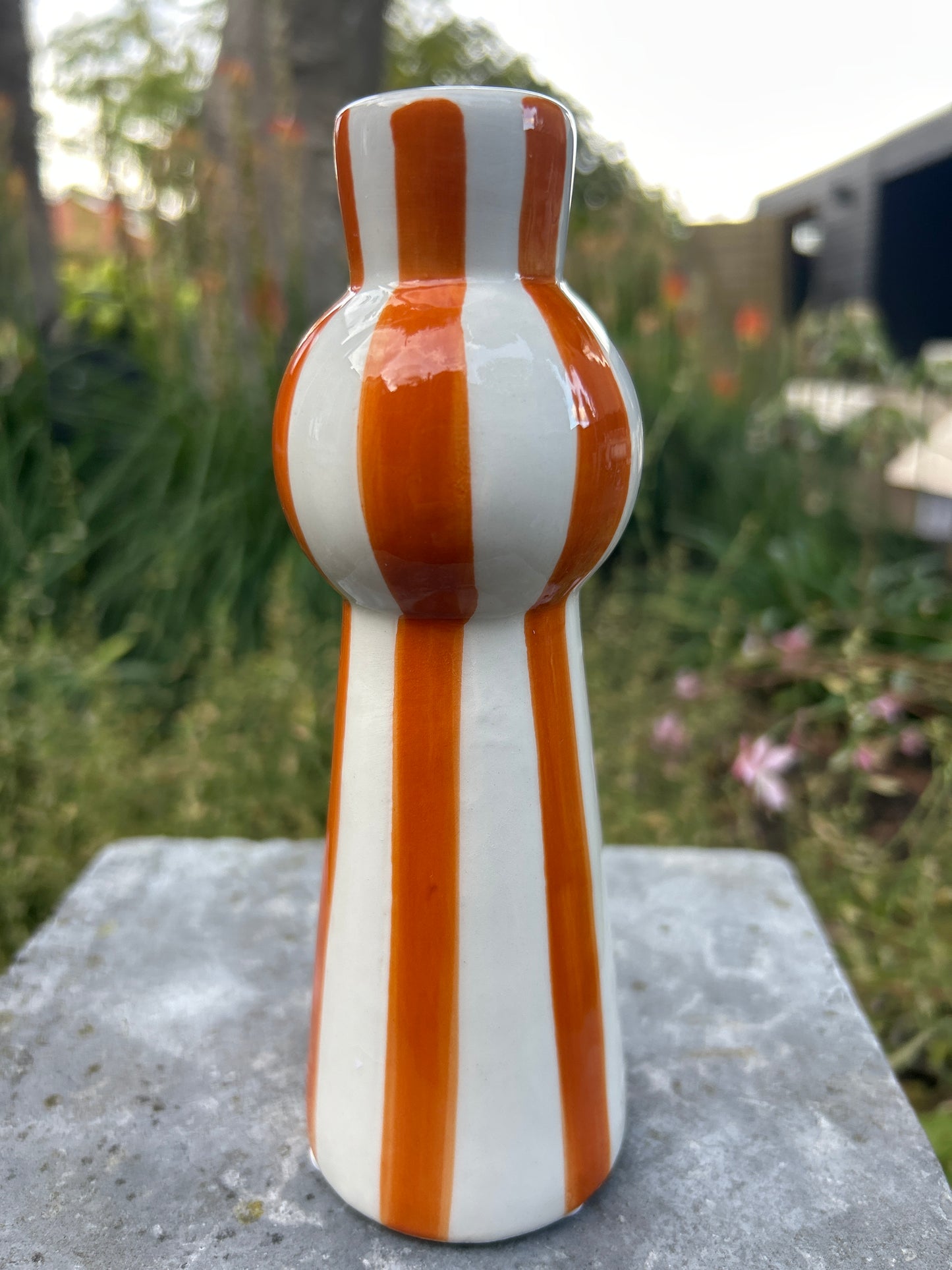Kandelaar stripe Orange 17 cm