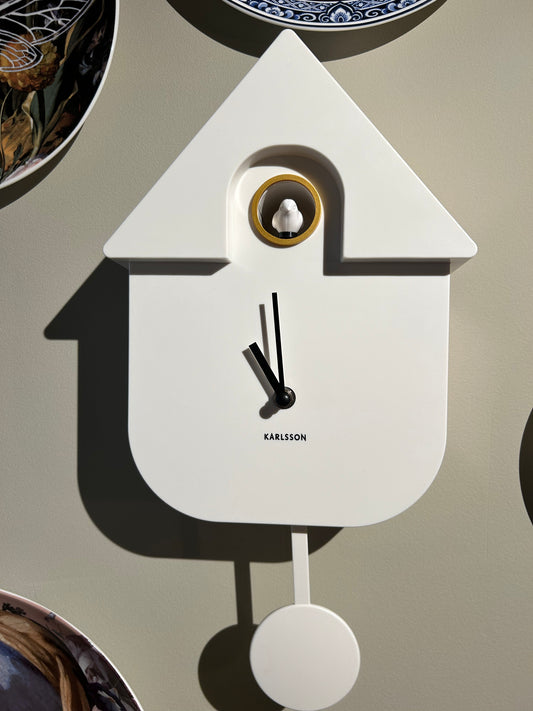 Wall Clock modern Cuckoo white