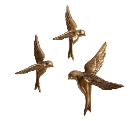 Avaler Too vogels antique brass (set van 3)