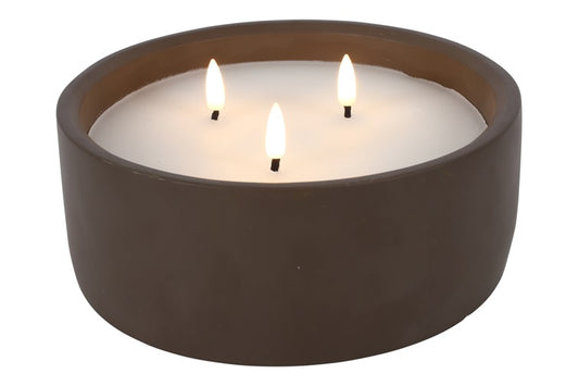 Led Kaars in Cement Pot met 3 Lonten - Maat L - Indoor/Outdoor