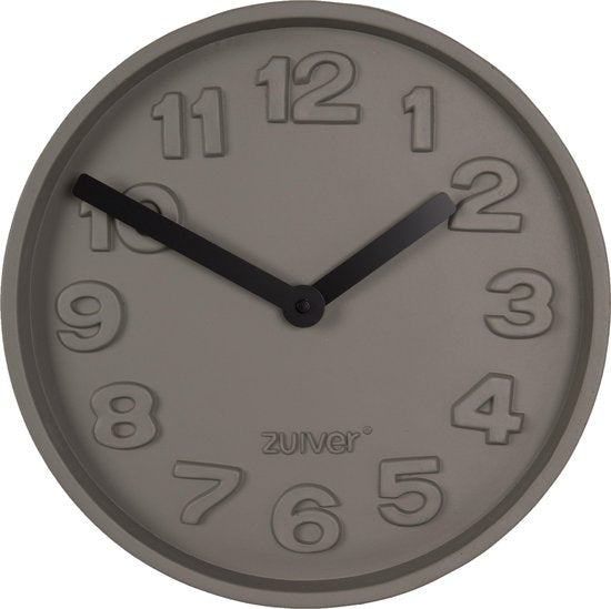 Zuiver Concrete Time Klok Rond 31,6 cm Beton Grijs/Zwart