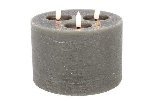Stompkaars rustiek LED Lyon M rond grijs-L15B15H12,5CM