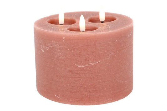 Stompkaars rustiek LED Lyon M rond roze-L15B15H12,5CM