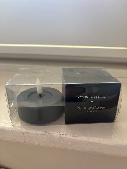 Led xl waxine licht set van 2 grijs