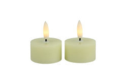 Theelicht waxine rustiek Ø4CM LED rond Lyon set/2 off white-L4B4H5,2CM