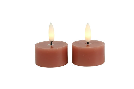 Theelicht waxine rustiek Ø4CM LED rond Lyon set/2 roze-L4B4H5,2CM